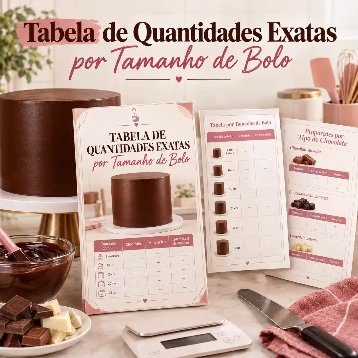 Tabela de Quantidades Exatas por Tamanho de Bolo